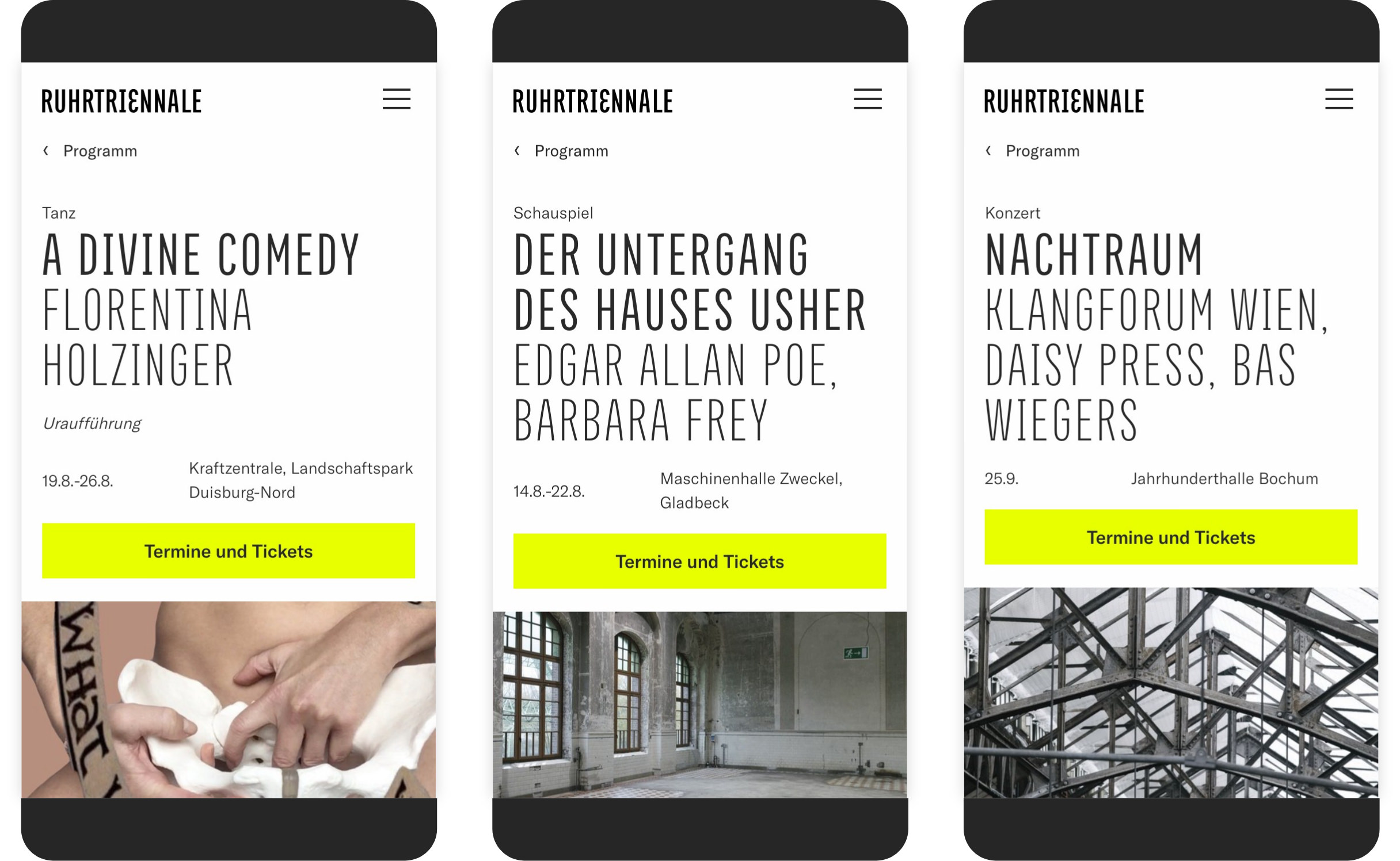 Ruhrtriennale – Event details page | MIR MEDIA - Digital Agentur | Django, Django Framework, User Centered Design, Design, User-Experience Workshop, Responsive, CMS, Personas-Modellierung, Mobile-First, Relaunch, Redesign