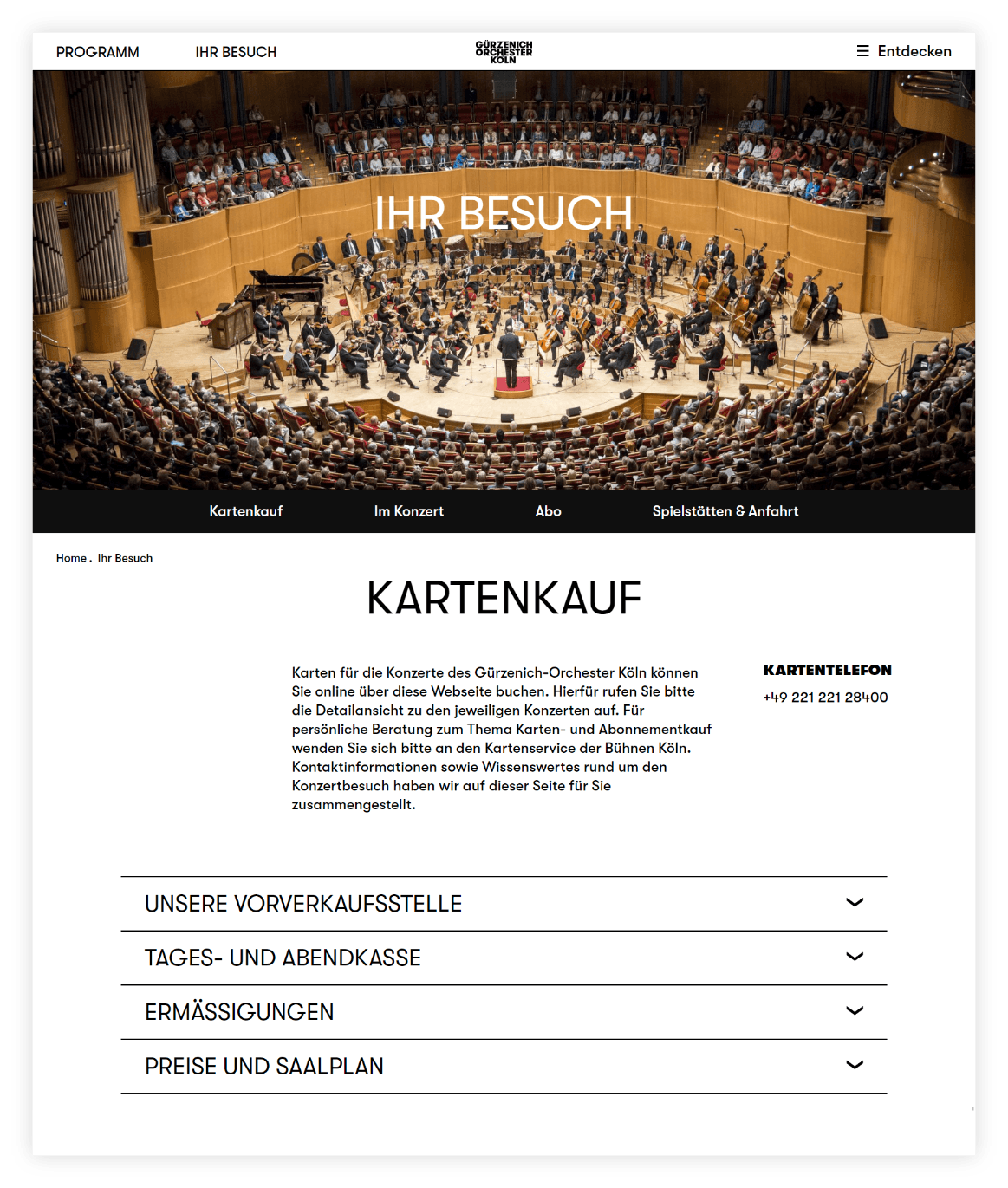 Ihr Besuch – Guerzenich Orchester | Django, Django Framework, User-Experience Workshop, Responsive, Personas-Modellierung, User Centered Design, Design, Mobile-First, Relaunch, Redesign