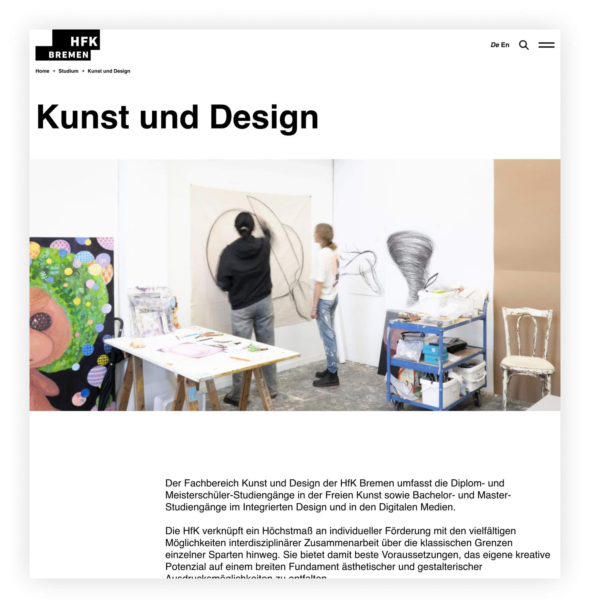 HFK Bremen – Studiengänge | MIR MEDIA - Digital Agentur | Django, Django Framework, User Centered Design, Design, User-Experience Workshop, Responsive, CMS, Personas-Modellierung, Mobile-First, Relaunch, Redesign