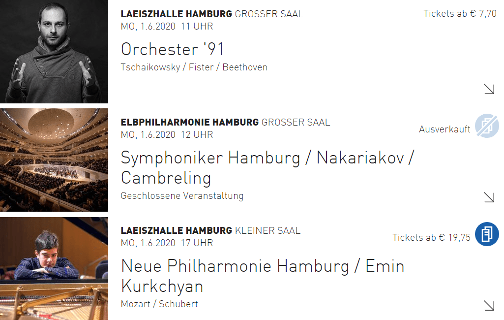 Spielplan – Elbphilharmonie | Django, Django Framework, User Centered Design, Design, Mobile-First, Relaunch, Redesign, User-Experience Workshop, Responsive, Personas-Modellierung