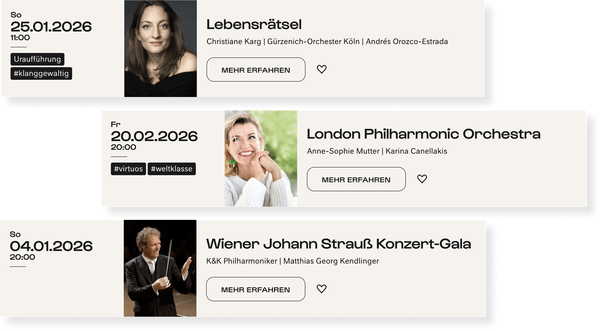 Veranstaltungen der Kölner Philharmonie