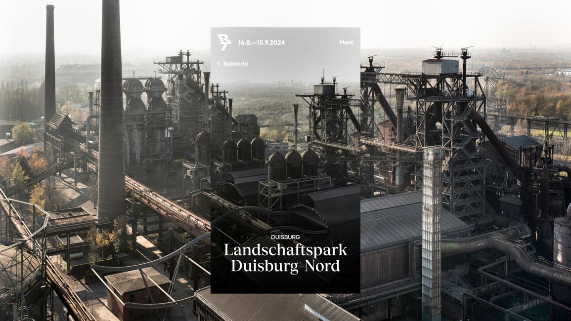 Screenshot der Ruhrtriennale Website: Venue Landschaftspark Duisburg Nord